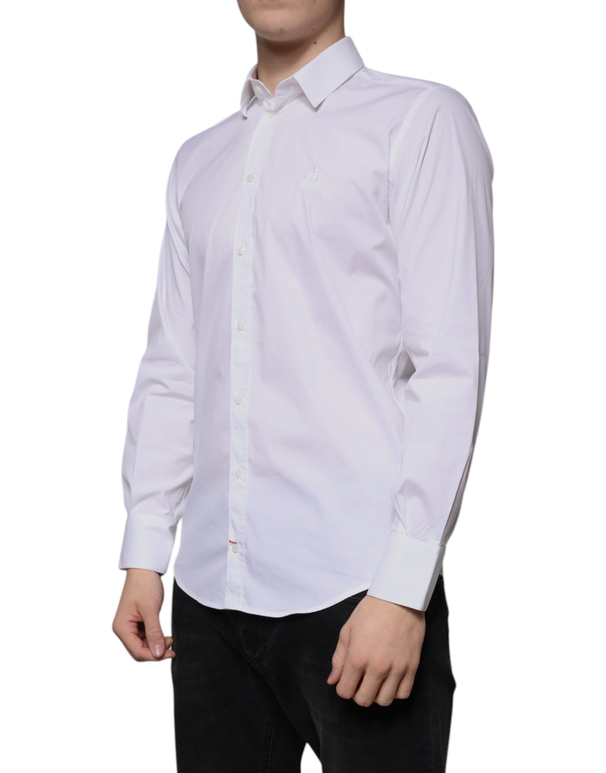 Dolce & Gabbana White Cotton Blend Men's MARTINI Dress Shirt